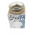 Maritimer Teelichthalter aus Holz – Beach Deko mit Muschel & Seil