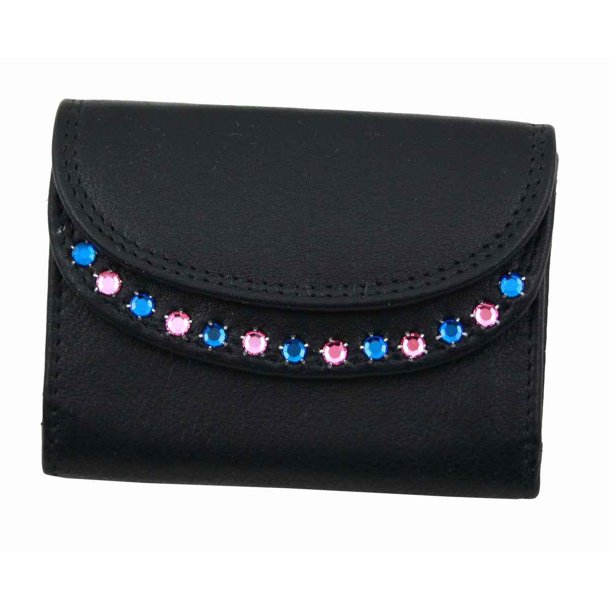 Kleine Geldbörse aus Leder mit Kristall-Glassteinen – Strass Portemonnaie Lea 130