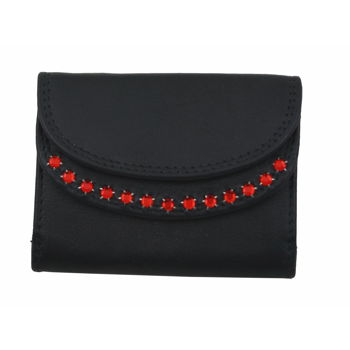 Kleine Geldbörse aus Leder mit Kristall-Glassteinen – Strass Portemonnaie Lea 133