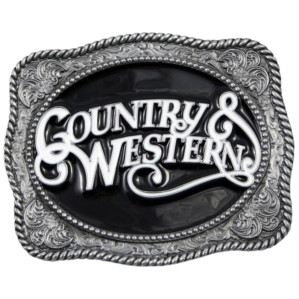 Gürtelschnalle Country aus Zinn – Buckle für Gürtel bis 4 cm