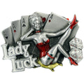 Gürtelschnalle Lady Luck aus Zinn – 3D Buckle für Gürtel bis 4 cm