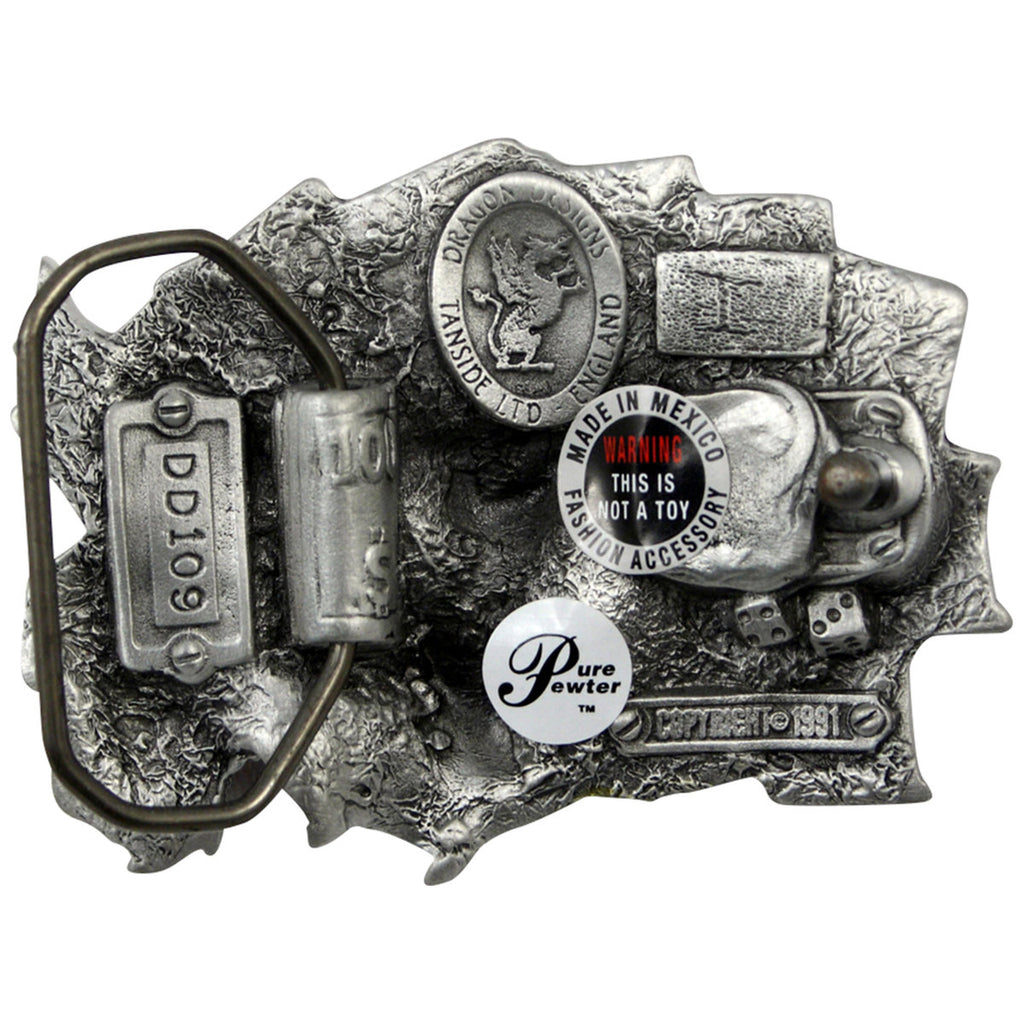 Gürtelschnalle Lady Luck aus Zinn – 3D Buckle für Gürtel bis 4 cm