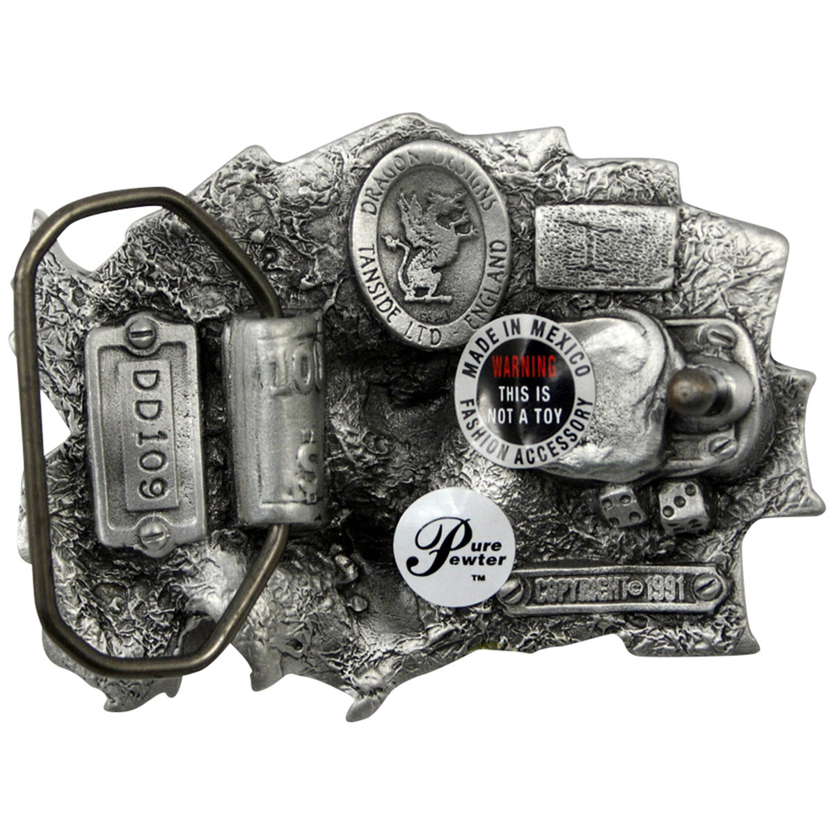 Gürtelschnalle Lady Luck aus Zinn – 3D Buckle für Gürtel bis 4 cm