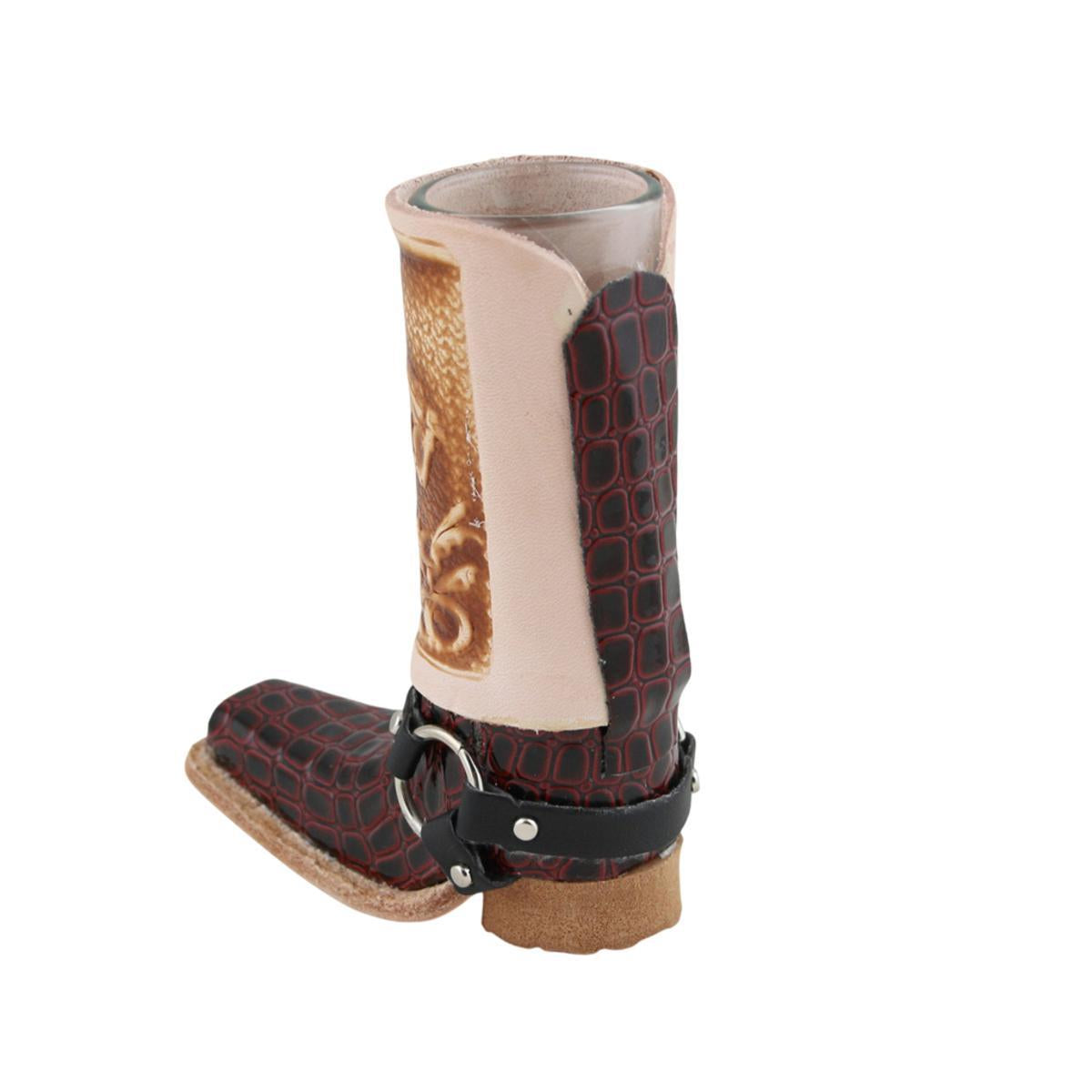 Schnapsglas im Cowboy Stiefel aus Leder – Handarbeit aus Mexico –Western GL10