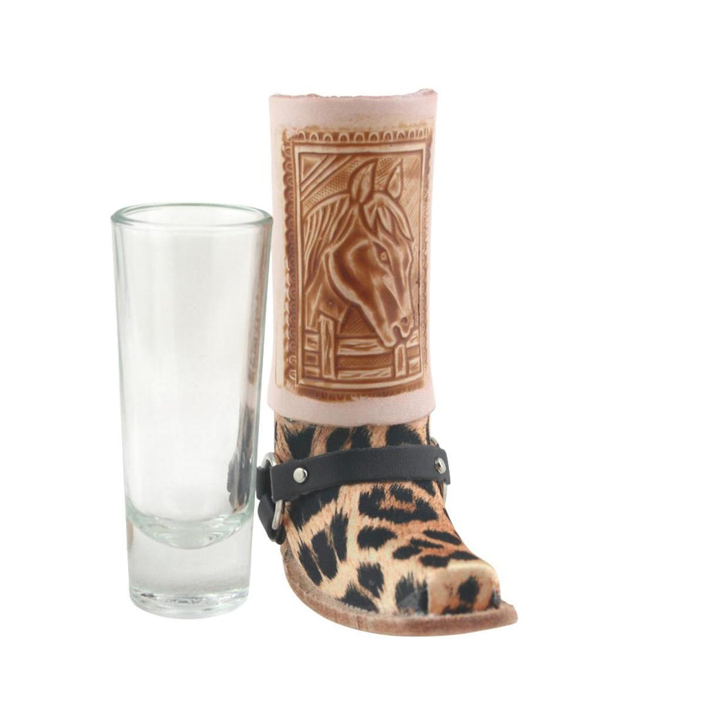 Schnapsglas im Cowboy Stiefel aus Leder – Handarbeit Mexico –Western GL11