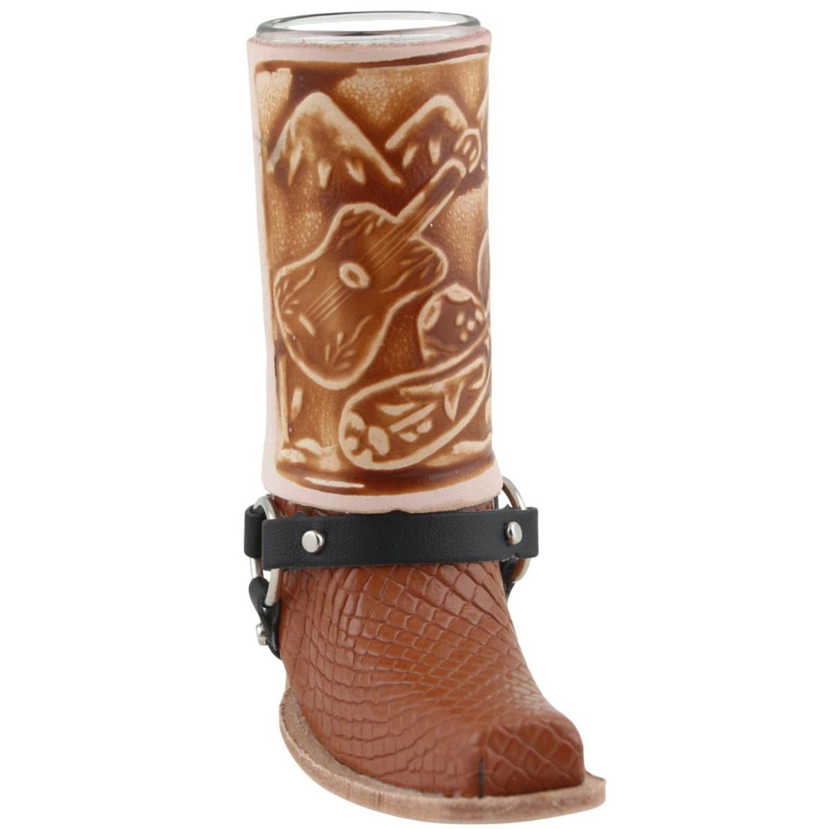 Schnapsglas im Cowboy Stiefel aus Leder – Handarbeit Mexico –Western GL12