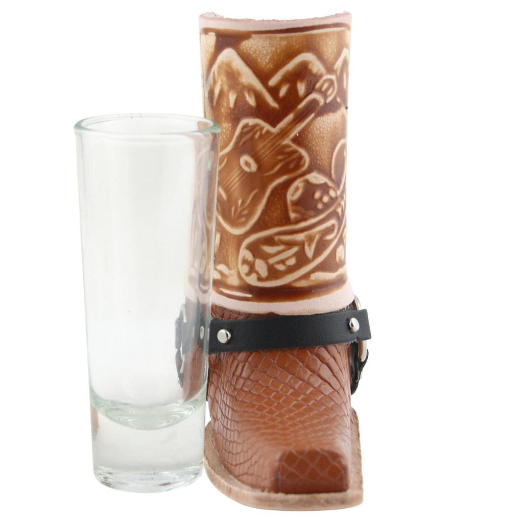 Schnapsglas im Cowboy Stiefel aus Leder – Handarbeit Mexico –Western GL12