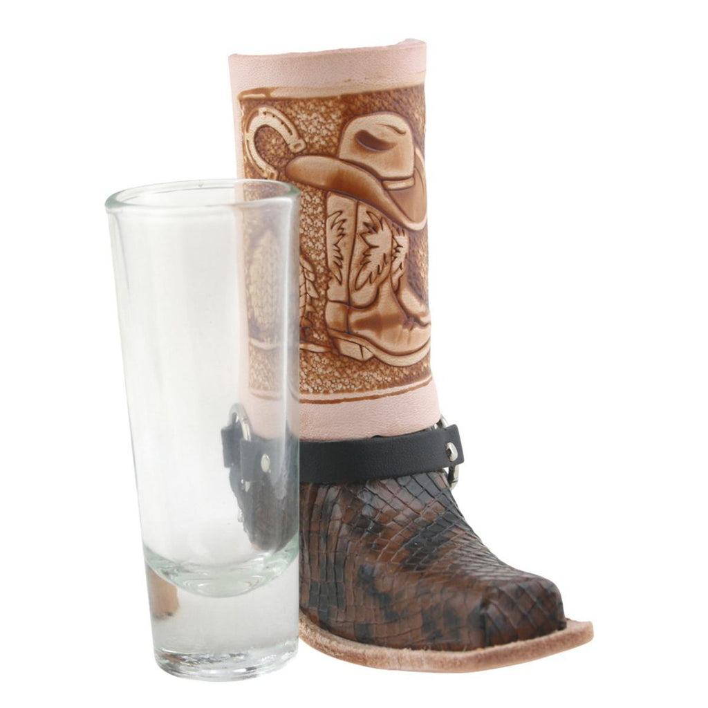 Schnapsglas im Cowboy Stiefel aus Leder – Handarbeit Mexico –Western GL16