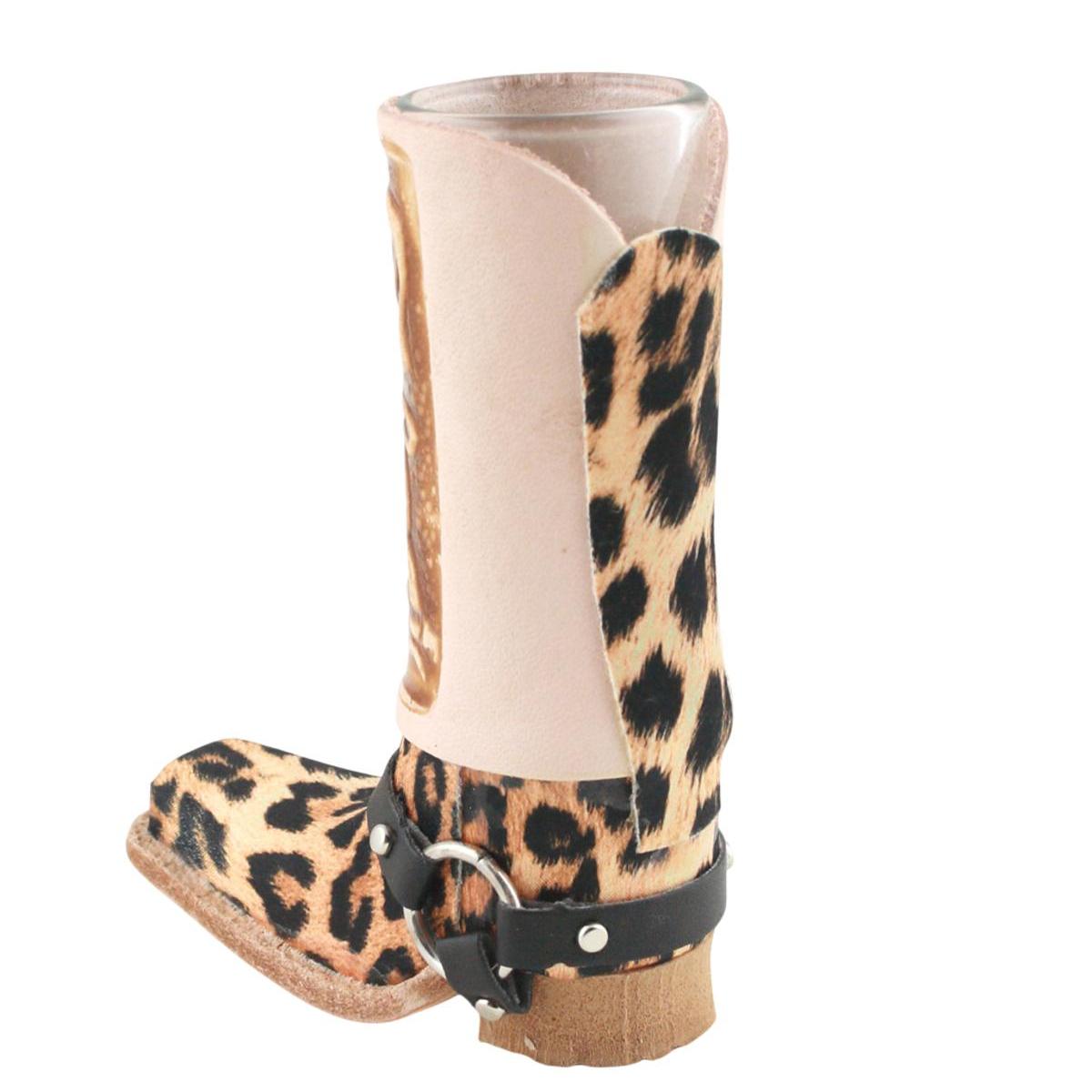 Schnapsglas im Cowboy-Stiefel aus Leder – Western-Deko aus Mexiko GL17