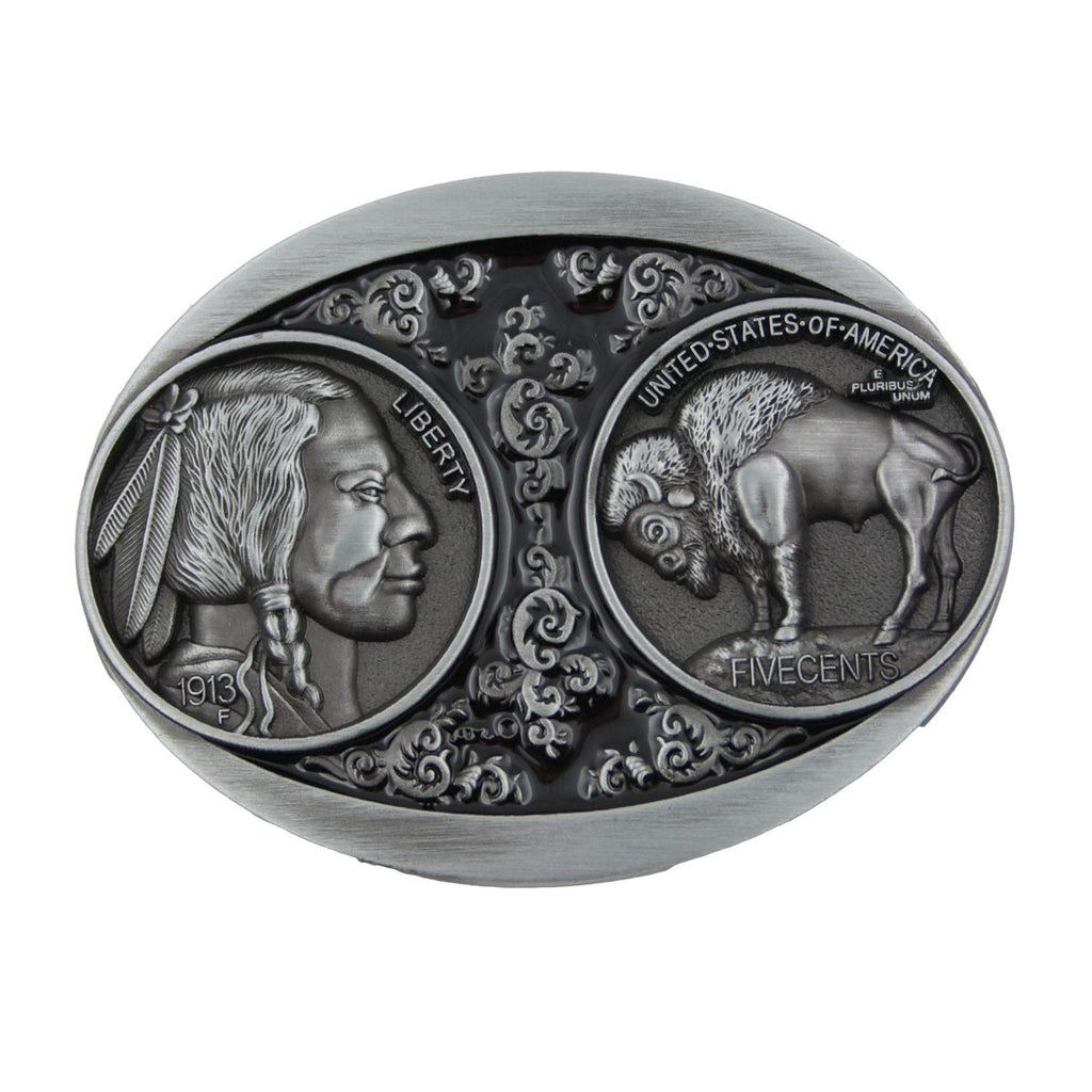 Gürtelschnalle Indianer aus Zinn – Buckle für Gürtel bis 4 cm GS16
