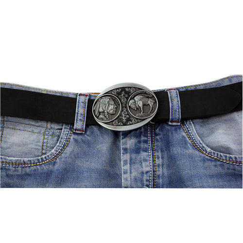 Gürtelschnalle Indianer aus Zinn – Buckle für Gürtel bis 4 cm GS16