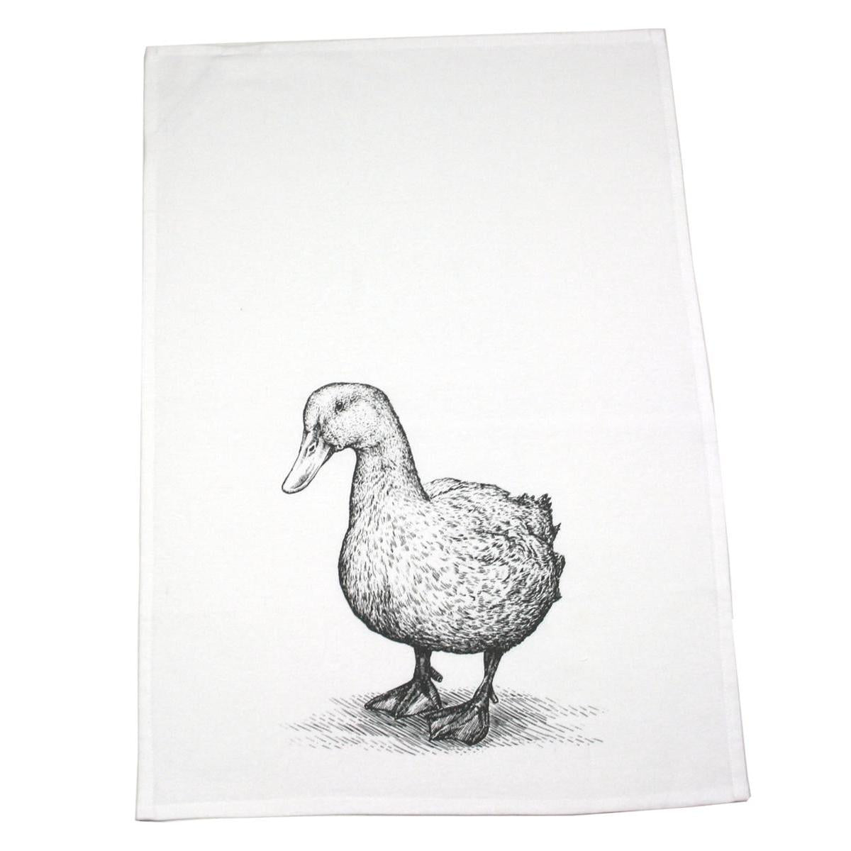Geschirrtuch Küchentuch weiß "Motiv Ente" 50cm x 70cm 100%Baumwolle
