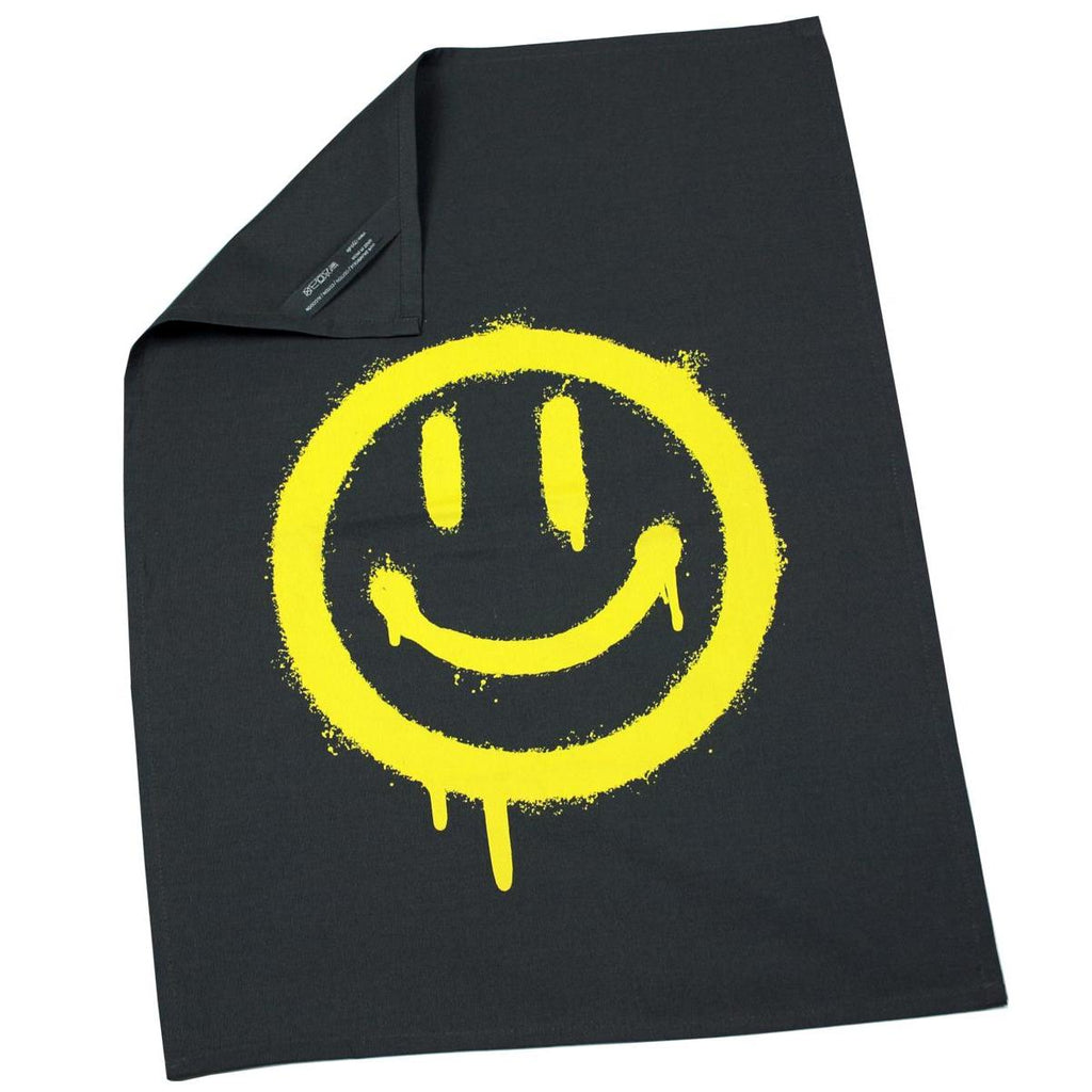 Geschirrtuch Küchentuch grau "Motiv Smiley" 50cm x 70cm 100%Baumwolle
