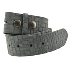 Ledergürtel Grau mit Flechtmuster – Wechselgürtel 4 cm für Buckles