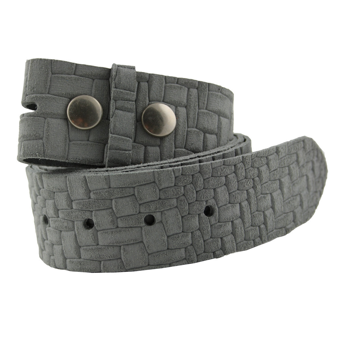 Ledergürtel Grau mit Flechtmuster – Wechselgürtel 4 cm für Buckles
