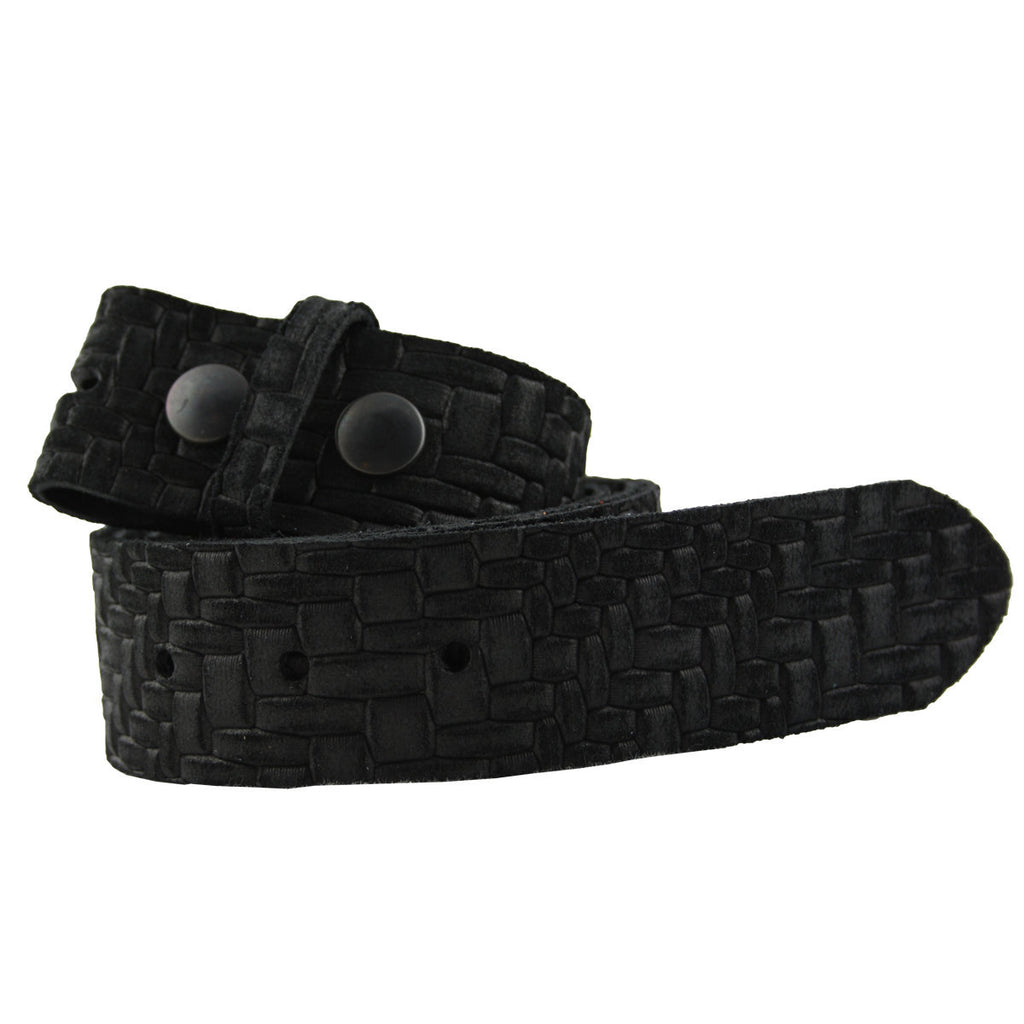Ledergürtel Schwarz mit Flechtmuster – Wechselgürtel 4 cm für Buckles