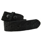 Ledergürtel Schwarz mit Flechtmuster – Wechselgürtel 4 cm für Buckles