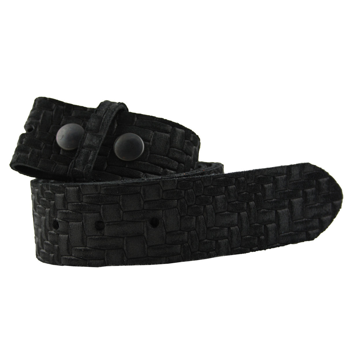 Ledergürtel Schwarz mit Flechtmuster – Wechselgürtel 4 cm für Buckles