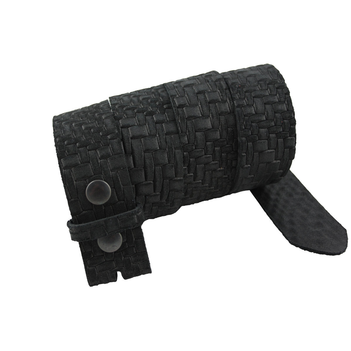 Ledergürtel Schwarz mit Flechtmuster – Wechselgürtel 4 cm für Buckles