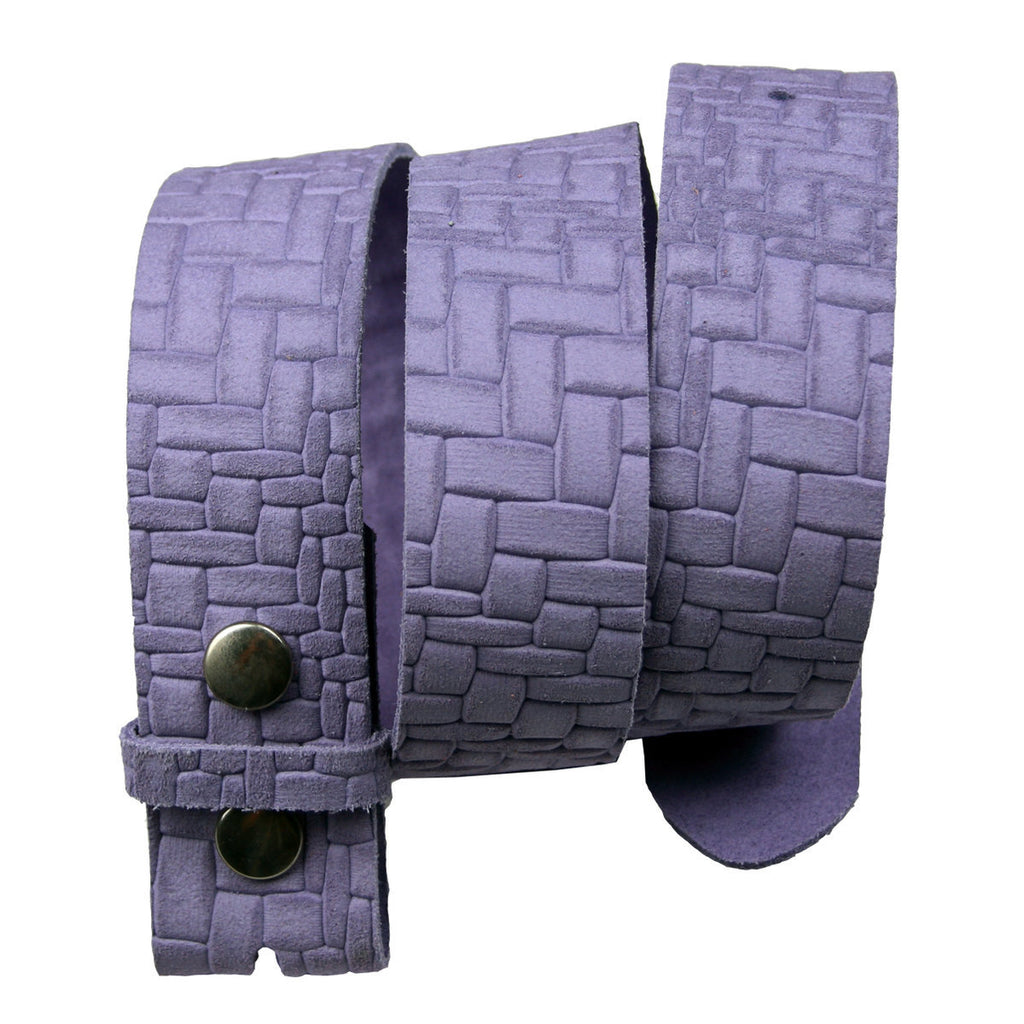 Ledergürtel Lila mit Flechtmuster – Wechselgürtel 4 cm für Buckles