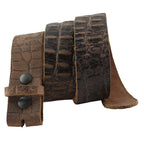 Ledergürtel Braun mit Kaiman-Prägung – Wechselgürtel 4 cm für Buckles