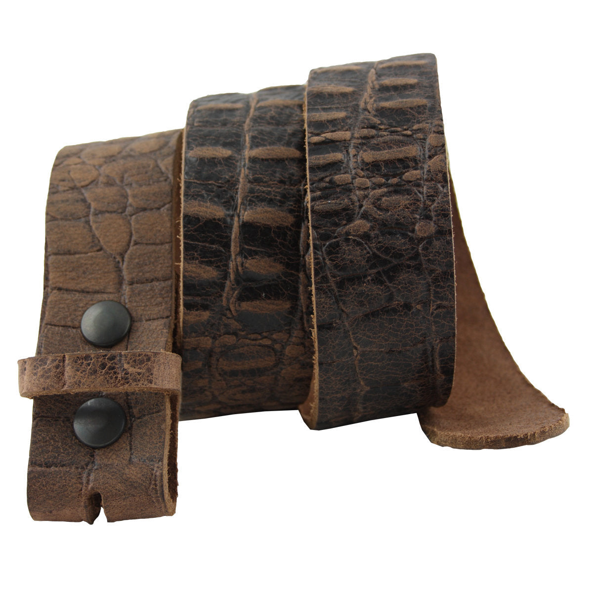 Ledergürtel Braun mit Kaiman-Prägung – Wechselgürtel 4 cm für Buckles