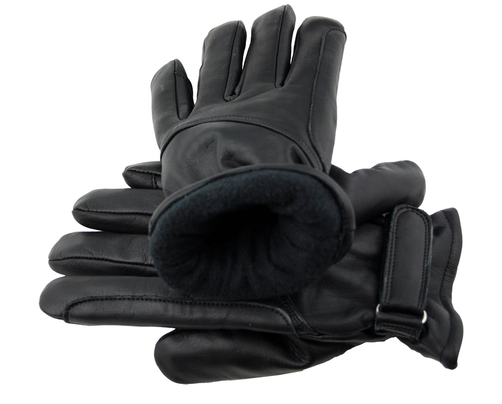 Leder  Western Biker Reithandschuhe gefüttert Schwarz S-2XL
