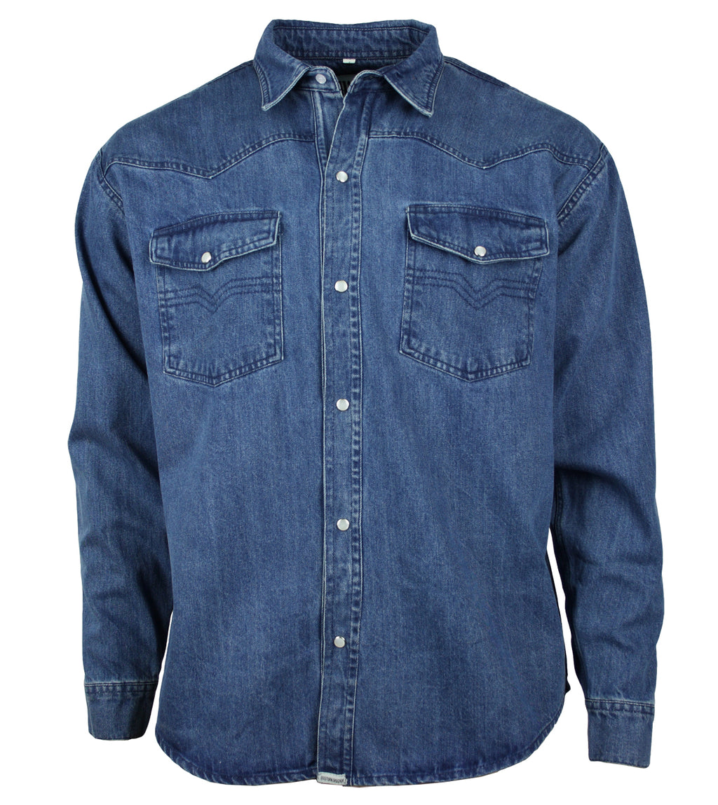 Denim Freizeit Jeans Hemd Herren Baumwolle Blau Druckknöpfe S bis 4XL