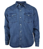 Denim Freizeit Jeans Hemd Herren Baumwolle Blau Druckknöpfe S bis 4XL