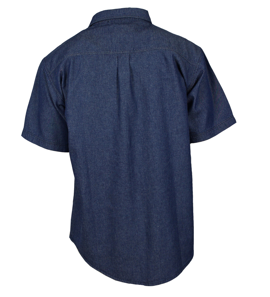 Jeanshemd Kurzarm mit Perlmuttknöpfen Baumwolle Blau  Größe S - 4XL