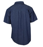 Jeanshemd Kurzarm mit Perlmuttknöpfen Baumwolle Blau  Größe S - 4XL
