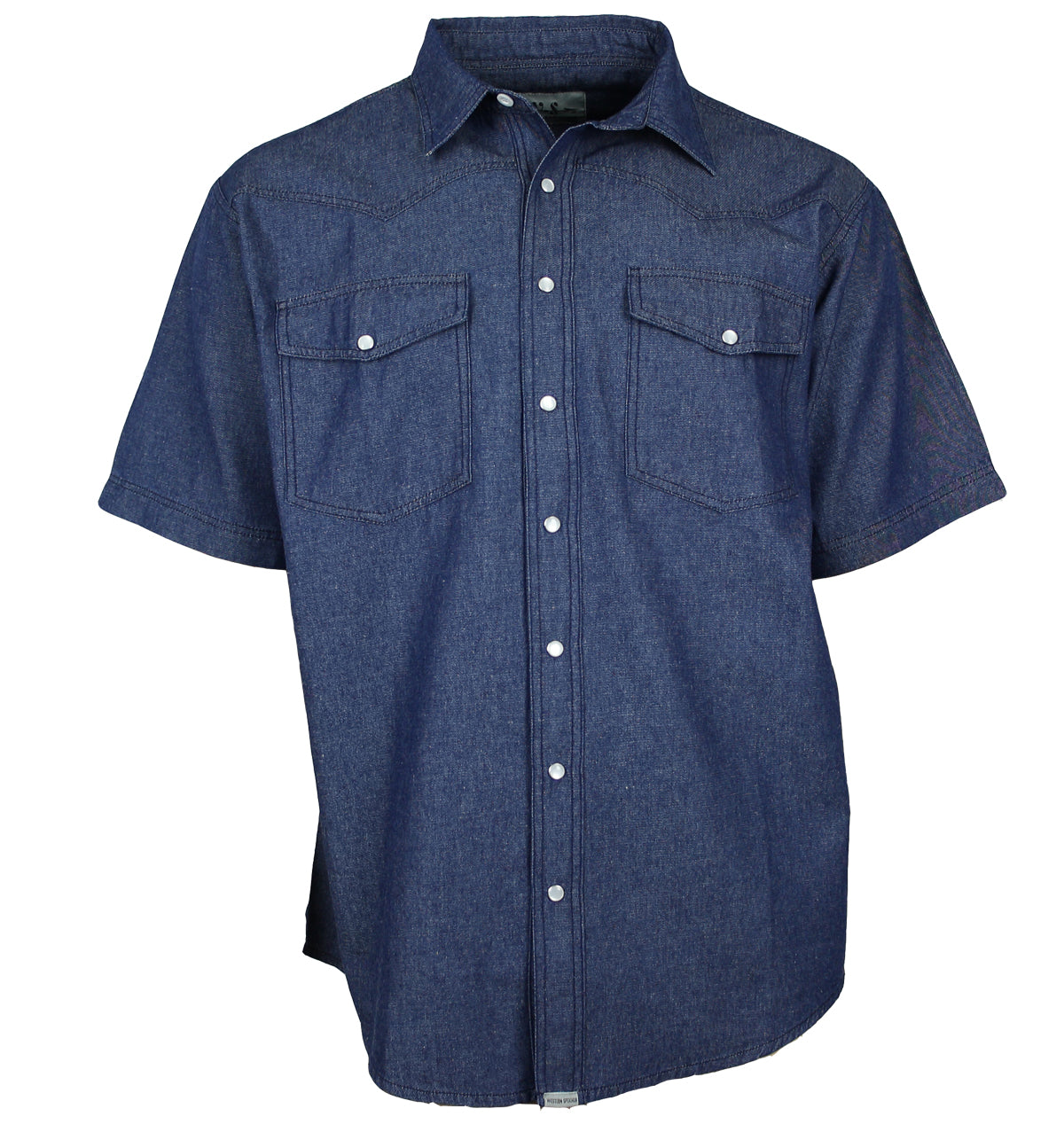 Jeanshemd Kurzarm mit Perlmuttknöpfen Baumwolle Blau  Größe S - 4XL