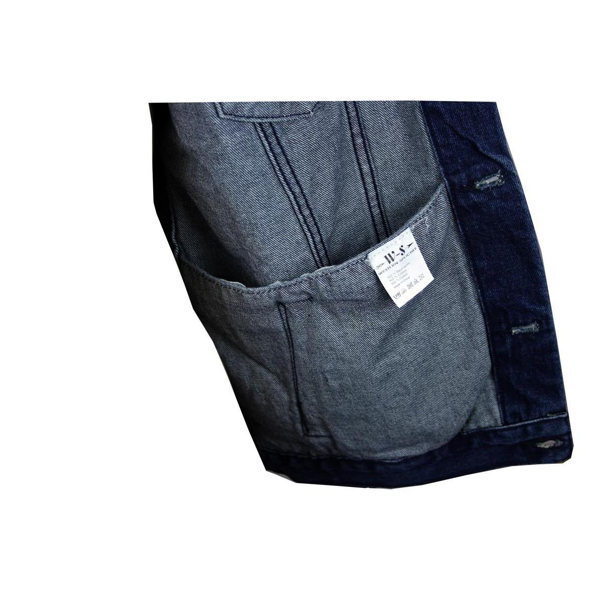 Jeansweste Herren Denim Biker Weste Kutte Fransen dunkelblau S - 4XL