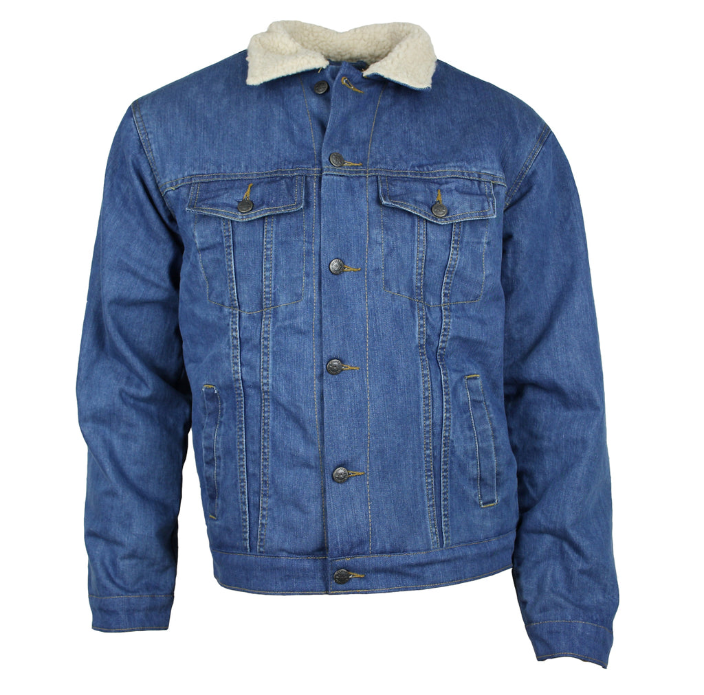 Winter Jeansjacke gefüttert Denim Herren Jacke Blau mit Teddyfutter S - 4XL