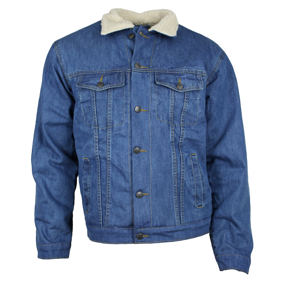 Winter Jeansjacke gefüttert Denim Herren Jacke Blau mit Teddyfutter S - 4XL