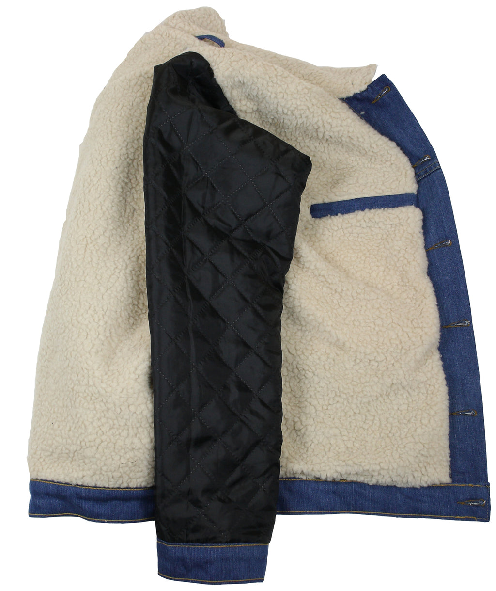 Winter Jeansjacke gefüttert Denim Herren Jacke Blau mit Teddyfutter S - 4XL