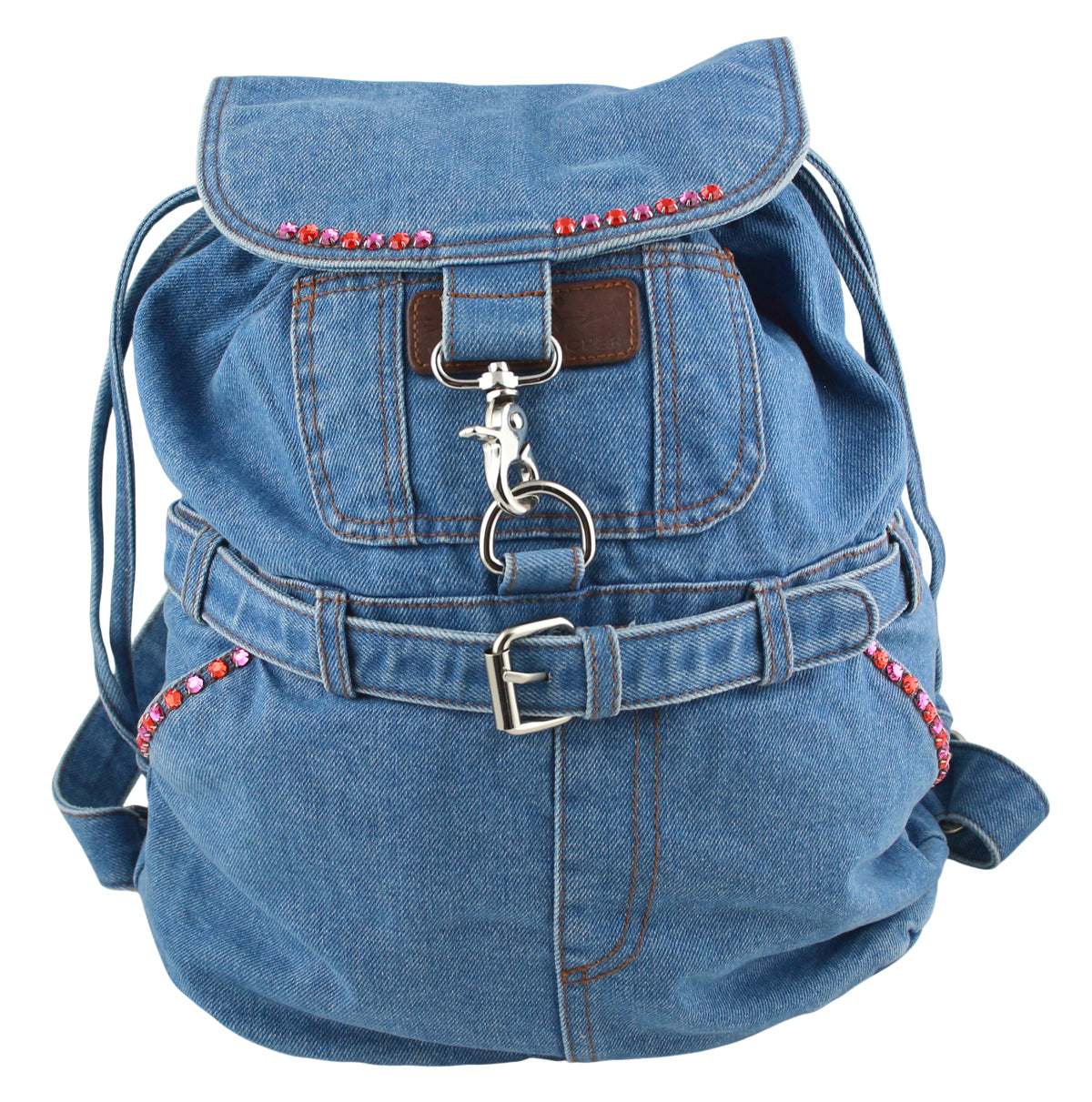 Jeans Rucksack Blau mit Kristall-Glassteinen – Strass Rucksack S24