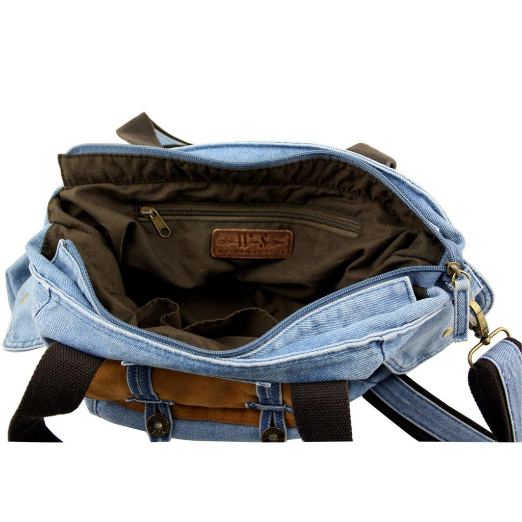 Jeanstasche Blau mit Kristall-Glassteinen – Schultertasche Strass C24