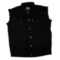 Jeansweste Herren Denim Biker Weste Kutte Fransen schwarz S - 4XL