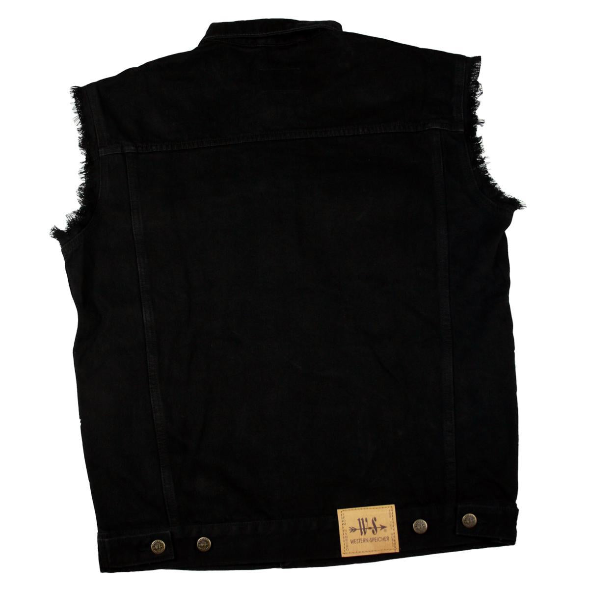Jeansweste Herren Denim Biker Weste Kutte Fransen schwarz S - 4XL