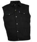 Jeans Weste Winter Herren Denim Fleece gefüttert Biker Kutte schwarz S-4XL