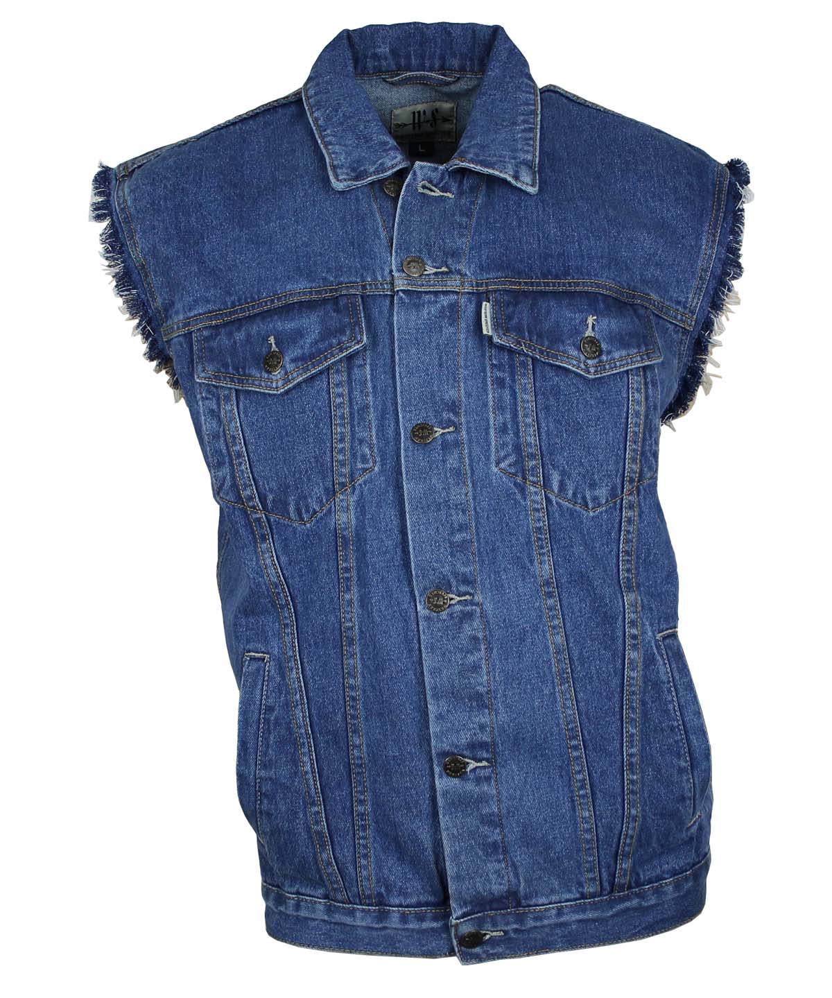 Jeansweste Basic Fransen Herren Denim Biker Weste Kutte blau S -L