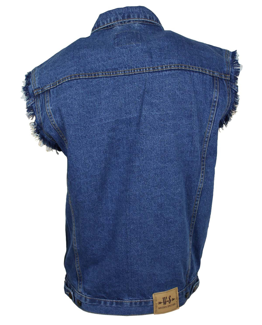 Jeansweste Basic Fransen Herren Denim Biker Weste Kutte blau S -L