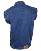 Jeansweste Basic Fransen Herren Denim Biker Weste Kutte blau S -L