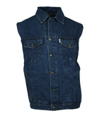 Jeansweste Herren Denim Biker Weste Kutte dunkelblau S - 4XL