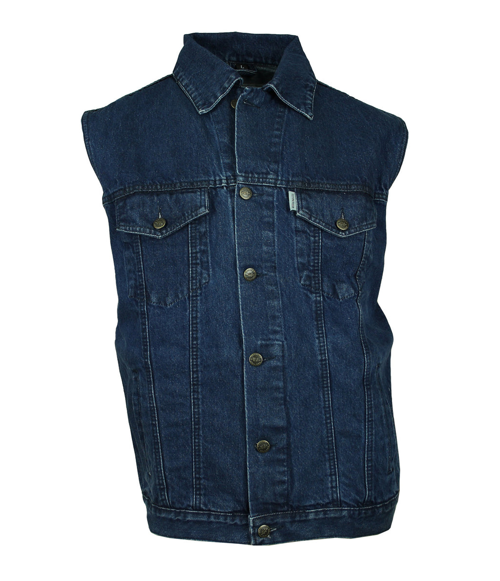 Jeansweste Herren Denim Biker Weste Kutte dunkelblau S - 4XL