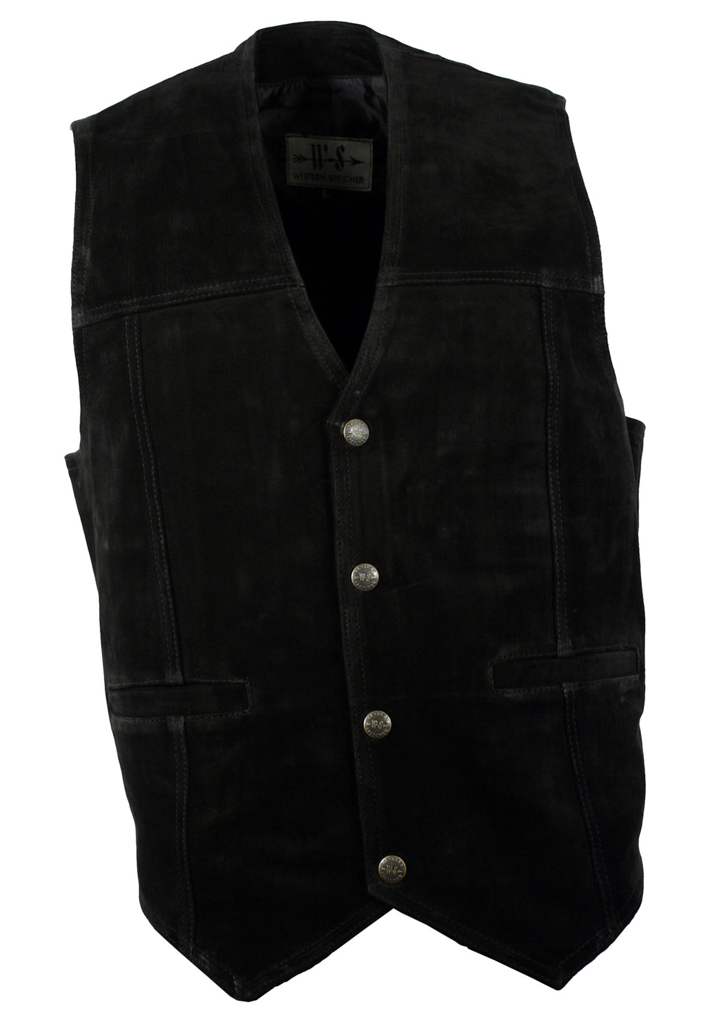 Herren Wildlederweste Leder Weste Biker Kutte Del Rio schwarz S bis 4XL