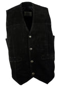 Herren Wildlederweste Leder Weste Biker Kutte Del Rio schwarz S bis 4XL