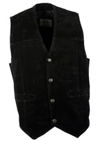 Herren Wildlederweste Leder Weste Biker Kutte Del Rio schwarz S bis 4XL