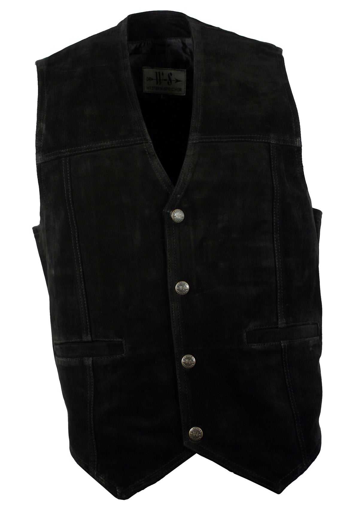 Herren Wildlederweste Leder Weste Biker Kutte Del Rio schwarz S bis 4XL